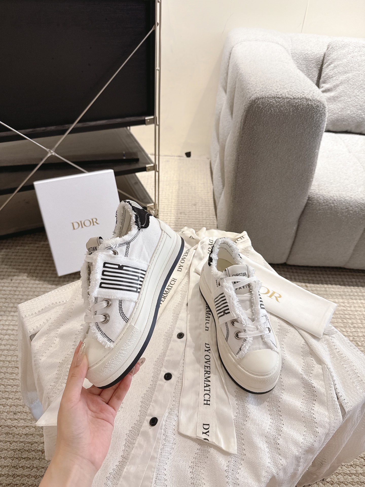 Dior tassel beggar thick soled canvas shoes casual sports shoes